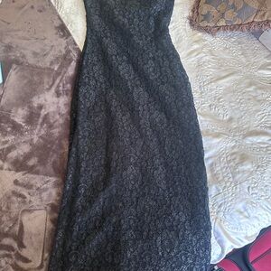 Rampage Black Floral Lace Maxi Dress